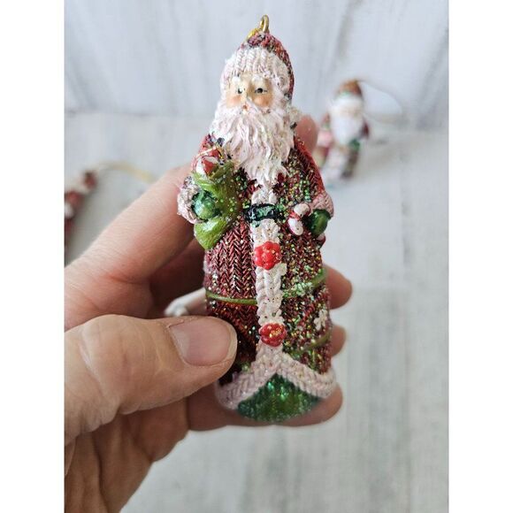 Santa glitter ornament set Xmas tree - Picture 7 of 11